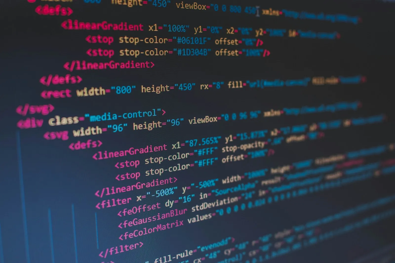 Código de uma página web aberto em um editor de código